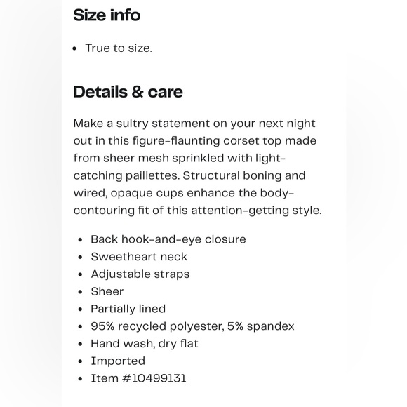 NWOT Princess Polly Mesh Sparkly Corset Top - Picture 11 of 11